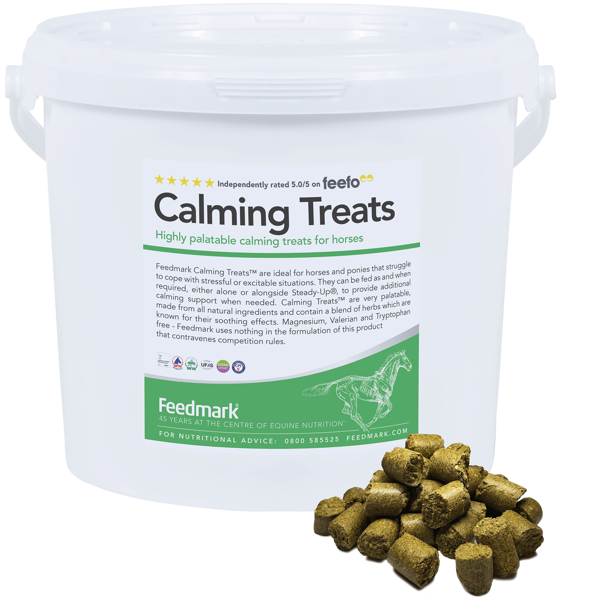 Tub of calming treats for horses 