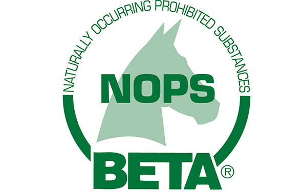 Beta NOPS logo in green on a white background with faded out horse's head
