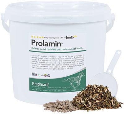 Feedmark's Prolamin supplement in a tub